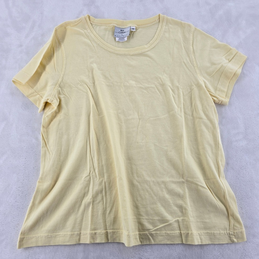Vintage Jason Women's M Yellow Ribbed Tank Top White Trim Y2K Stretch
